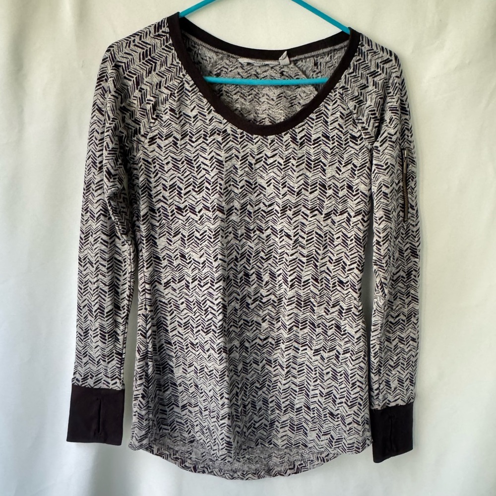 Athleta Womens XS Coronado Athletic Running Top Cotton Blend Black Athleisure